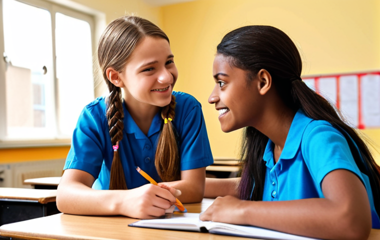 **
A school social worker empowering a student. Focus on the student gaining confidence and taking control of their life. Positive and encouraging atmosphere. Think bright colors and a feeling of hope.
**